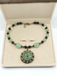 ყელსაბამი ჩოკერი მწვანე დისკო