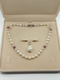 ყელსაბამი მარგალიტი & ვარდისფერი კვარცი